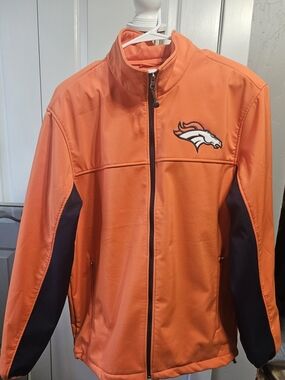 NFL Orange Performance Jacket with Navy Accents and Denver Broncos Patch